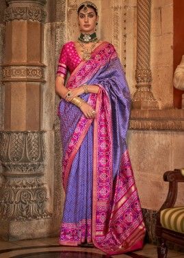 Purple Woven Saree In Art Silk