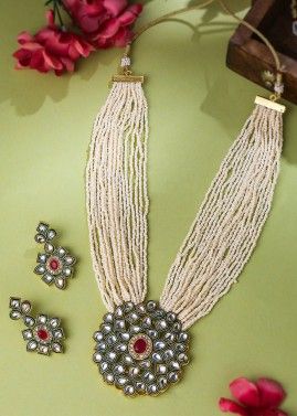 White Kundan Work Necklace Set