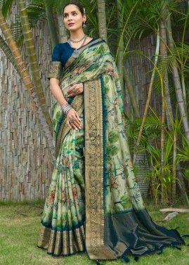 Multicolor Digital Printed Saree In Art Silk