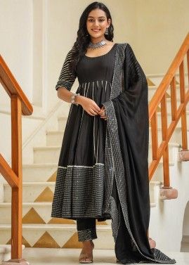 Readymade Black Embellished Anarkali Suit