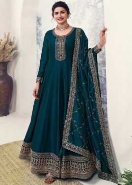 Green Prachi Desai Embroidered Anarkali Suit Set