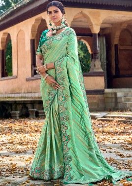 Green Woven Work Art Silk Saree