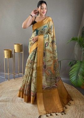 Multicolor Woven Detailed Tussar Silk Saree