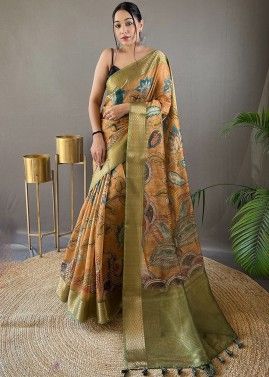 Multicolor Wove Tussar Silk Saree & Blouse