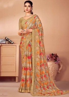 Multicolor Saree In Abstract Print