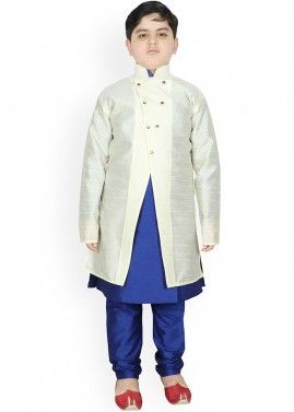 Readymade Blue Kids Kurta Pajama With Jacket