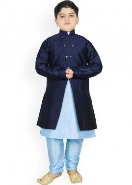 Readymade Kids Blue Kurta Pajama & Jacket