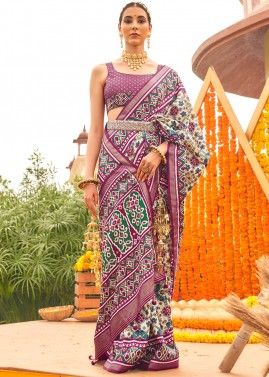 Multicolor Patola Printed Saree In Art Silk