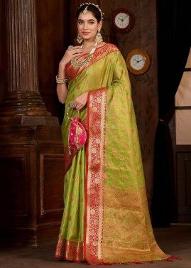 Green Zari Woven Saree In Kanjivaram Silk