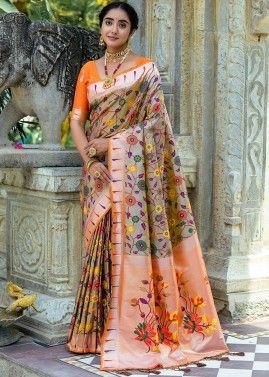 Multicolor Woven Work Paithani Silk Saree