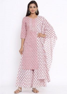 Readymade Pink Floral Printed Palazzo Suit
