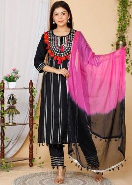 Readymade Black Gota Patti Embroidered Pant Suit