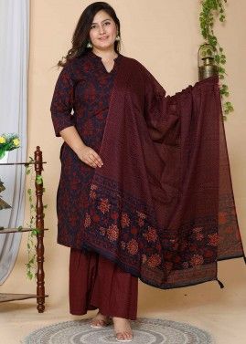 Readymade Black Sharara Suit In Floral Print