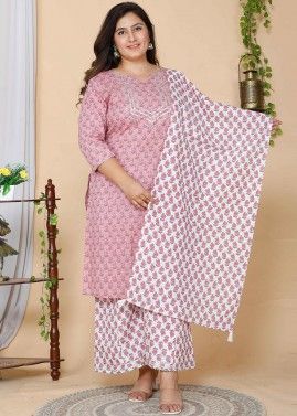 Pink Floral Printed Readymade Palazzo Suit