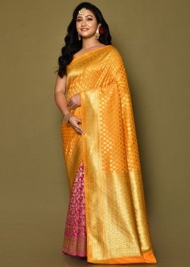 Yellow Zari Woven Saree In Banarasi Silk