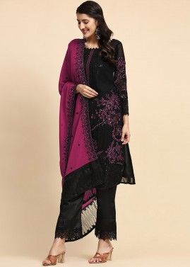 Black Thread Embroidered Pant Style Suit