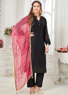 Readymade Black Handwork Embroidered Pant Suit