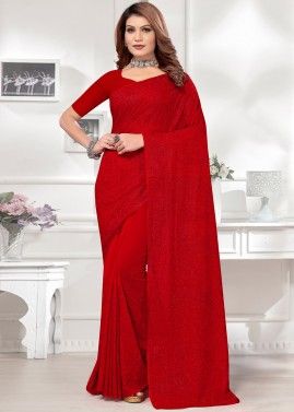 Red Resham Embroidered Georgette Saree