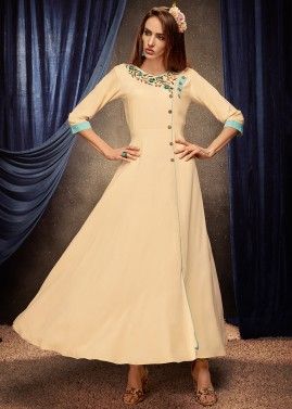 Readymade Cream Slit Style Indo Western Dress