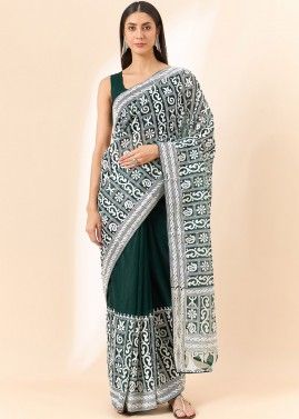 Green Embroidered Saree & Blouse