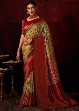 Multicolor Printed Saree In Art Silk