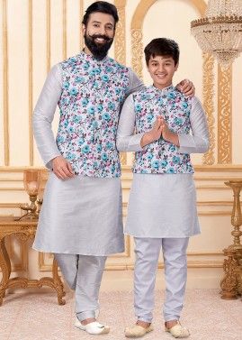 Father & Son Readymade Kurta Pajama In White