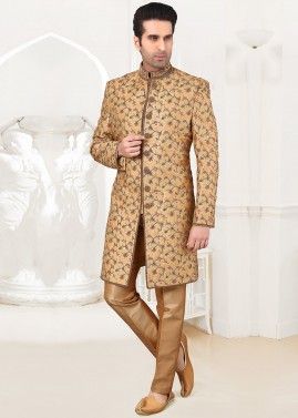 Readymade Golden Groom Sherwani With Heavy Embroidery
