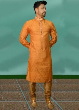Readymade Orange Kurta Pajama Set