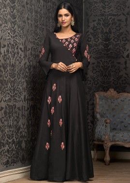 Black Thread Embroidered Readymade Dress