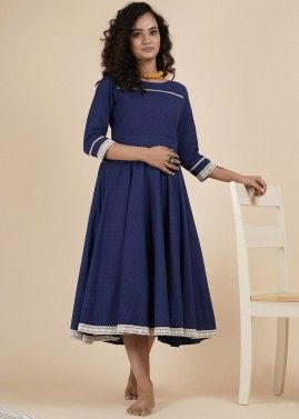 Blue Flared Indo Western Readymade Dress
