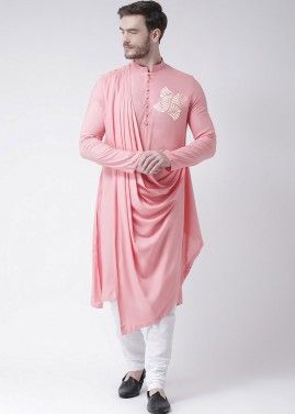 Readymade Pink Cowl Style Embroidered Kurta