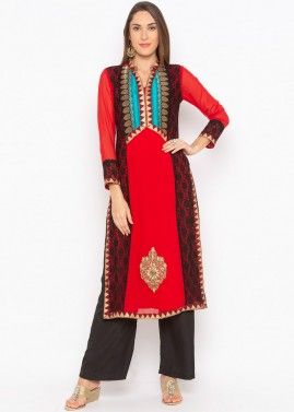 Readymade Red Kurti In Georgette