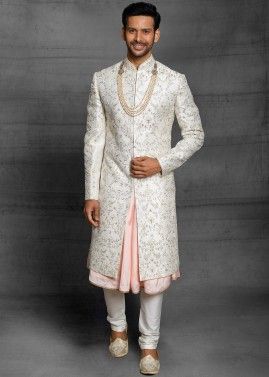 Buy Cream Wedding Wear Indo Western Sherwani In Dhoti Pant Style Online  From Wholesalez.