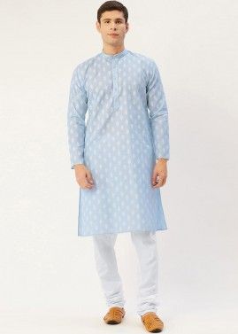 Readymade Turquoise Color Cotton Kurta Pajama