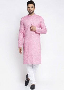 Readymade Pink Linen Kurta
