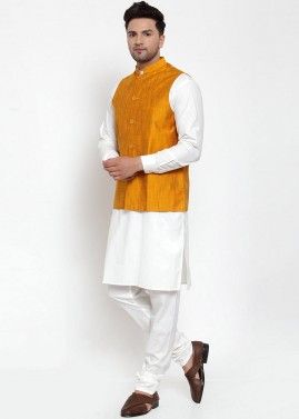 Yellow Color Cotton Nehru Jacket