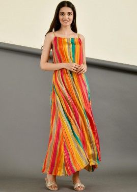 Multicolored Printed Silk Dress