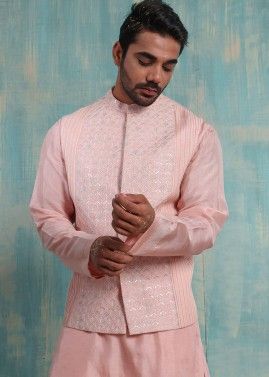Readymade Pink Embroidered Silk Jacket