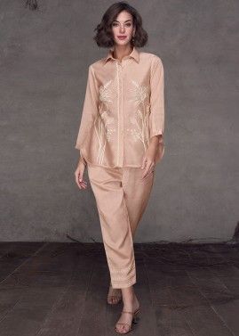 Readymade Peach Embroidered Co-Ord Set