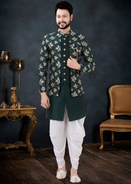 Green Jacket Style Indo Western Sherwani Set