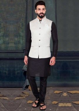 Off-White Woven Nehru Jacket In Jacquard