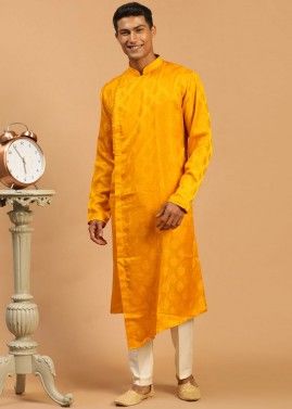 Yellow Color Viscose Readymade Kurta Pajama