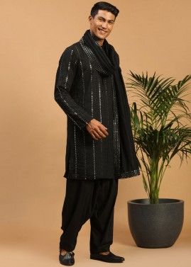 Black Color Viscose Readymade Kurta Pajama And Dupatta