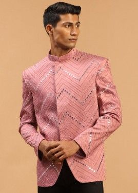 Pink Color Viscose Readymade Bandhgala Jodhpuri Jacket