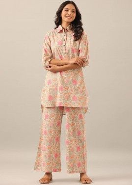 Multicolor Floral Printed Co-ord Set In Cotton