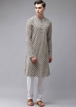 Off-White Cotton Kurta Pajama