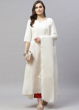 White Cotton joiner dyeable Lace for Dupatta, Sarees, Suits