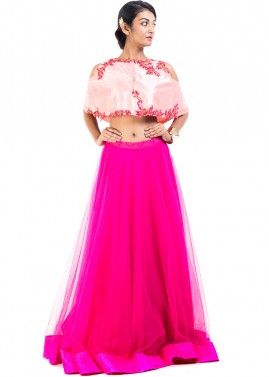 Light Pink Cold Shoulder Cape With Flared Skirt