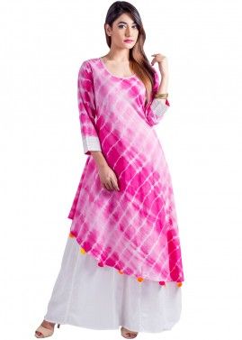 Readymade Pink Rayon Indo Western Dress