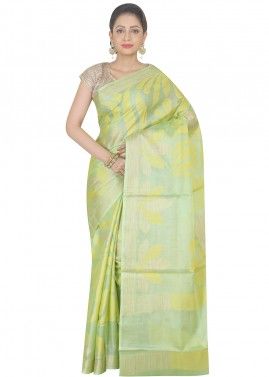 Green Woven Saree In Pure Banarasi Silk